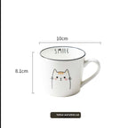 Breakfast Ceramic Milk Coffee Cup -  with Creative Cat Pattern Design 