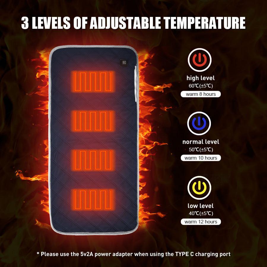 Sleeping Bag Heating Pad -- Durable USB Smart Cushion Winter Gadgets .