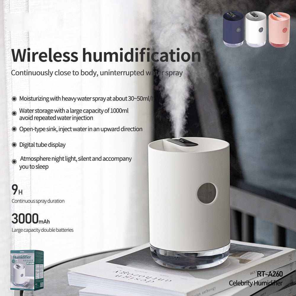  Wireless Humidifier Portable – USB Rechargeable Mini Mist for Home...