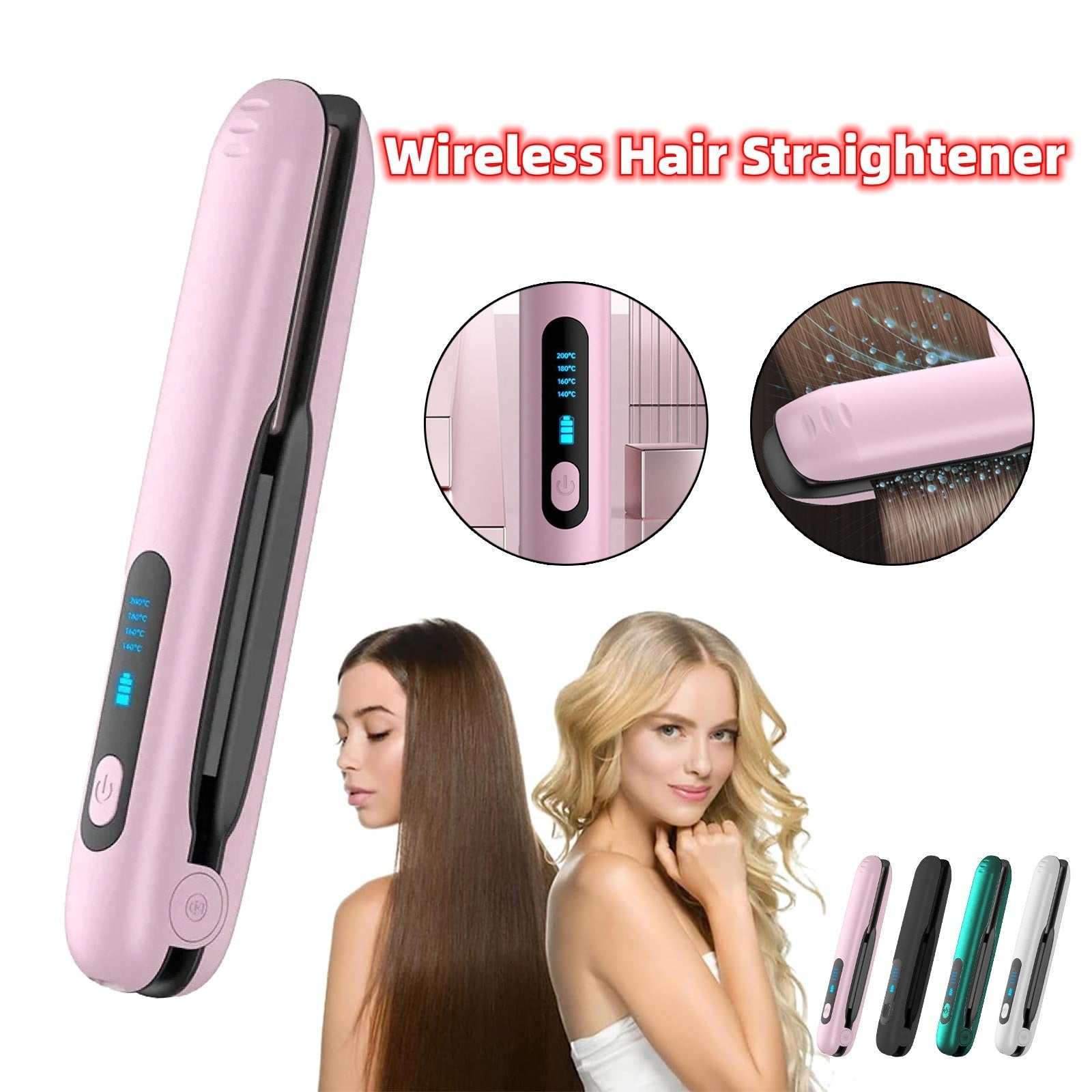 Wireless Hair Straightener Cordless Rechargeable Travel-Friendly Styl.