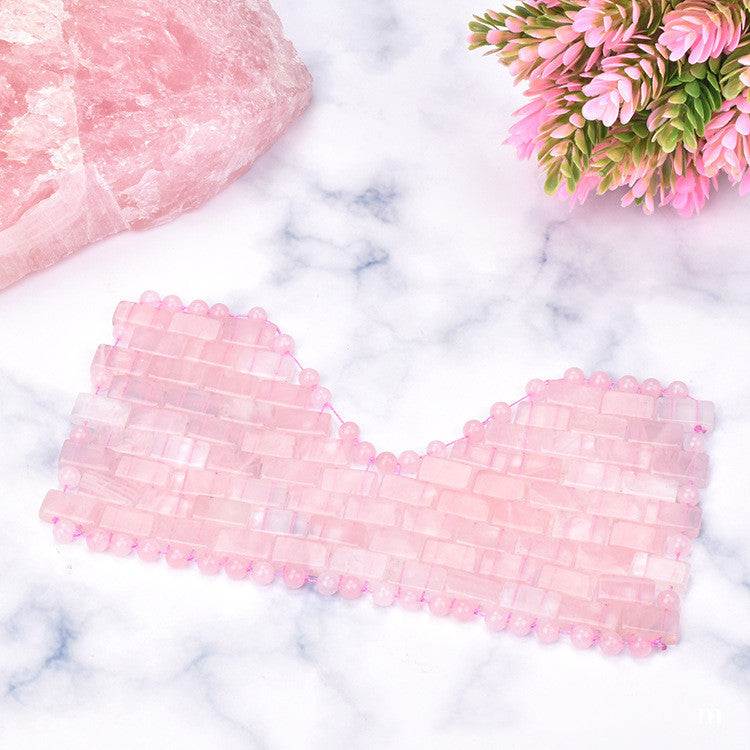 Rose Quartz Eye Mask Massager –Stone for Relaxation & Puffiness Relief
