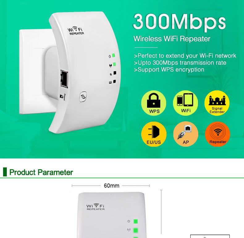 Wireless Repeater – Boost Wifi Signal and Extend Coverage Seamlessly..