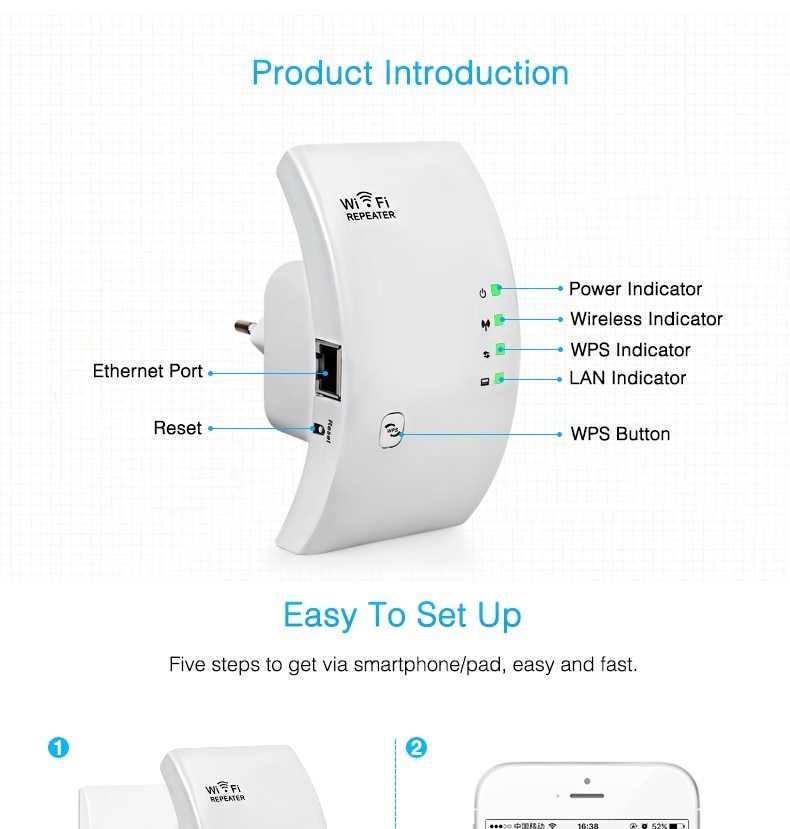 Wireless Repeater – Boost Wifi Signal and Extend Coverage Seamlessly..