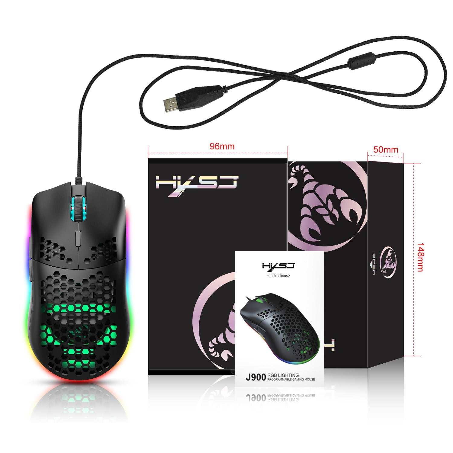 Lightweight Honeycomb Shell Wired Mouse --Programmable Gaming Mouse...