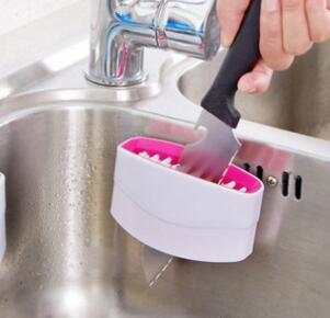 Creative Kitchen Knife Cleaning Brush -- Comes Safe With Suction Cup .