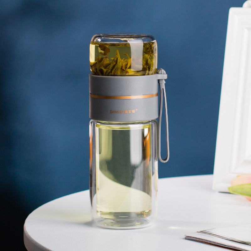 Glass Water Bottle -- With a Safe Tea Infuser and Leakproof Design ...