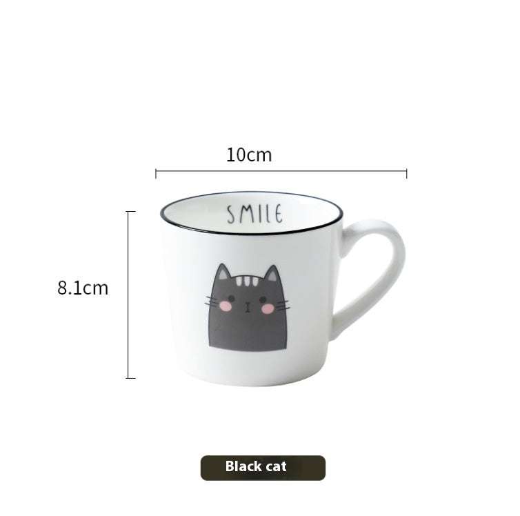 Breakfast Ceramic Milk Coffee Cup -  with Creative Cat Pattern Design 