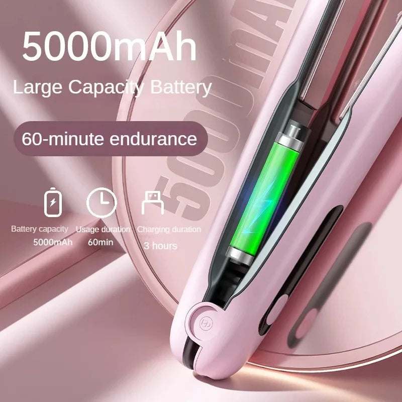 Wireless Hair Straightener Cordless Rechargeable Travel-Friendly Styl.