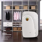 home mini dehumidifier in closet space, energy efficient and rechargeable