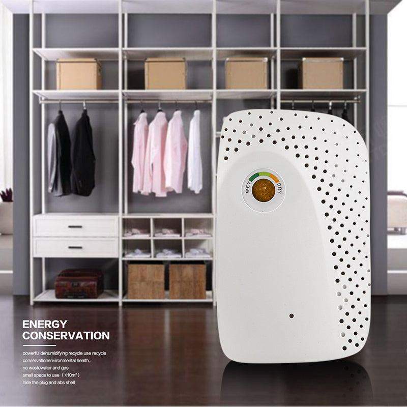 home mini dehumidifier in closet space, energy efficient and rechargeable