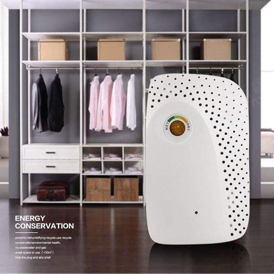 home mini dehumidifier in closet space, energy efficient and rechargeable
