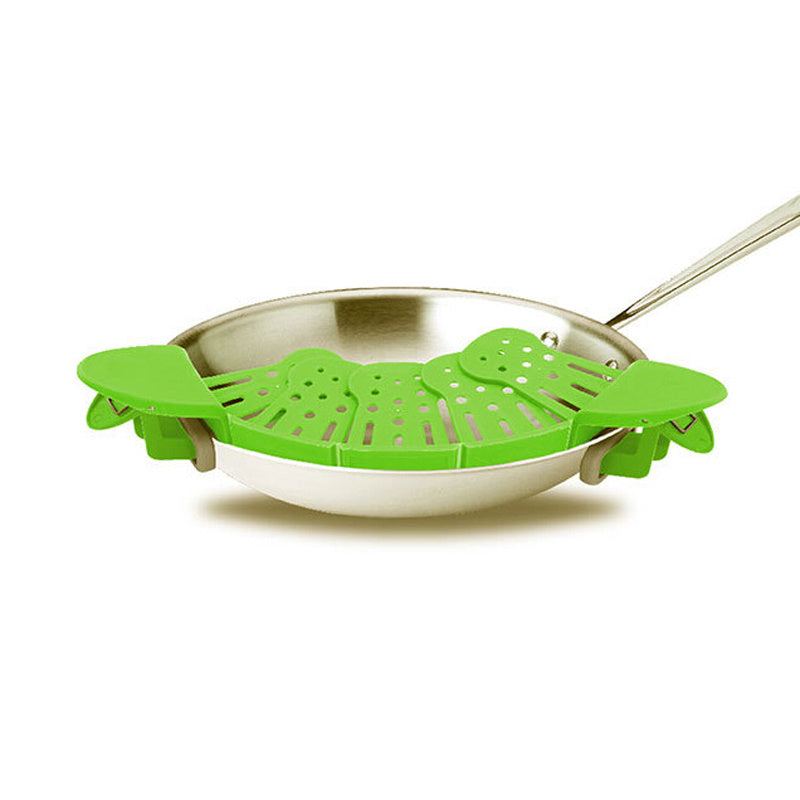 Universal Silicone Clip-on Pan Pot Strainer - Space Saving & Durable .