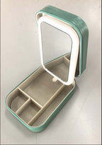 Makeup Storage Box With LED Light Mirror Portable Organizer adjustable
