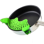 Universal Silicone Clip-on Pan Pot Strainer - Space Saving & Durable .
