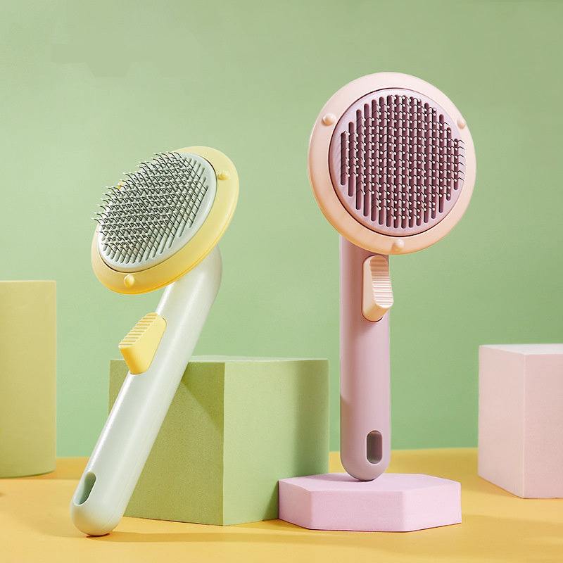 Pet Cat Brush -designed for   Hand-held Steel Wire Self-cleaning Comb.