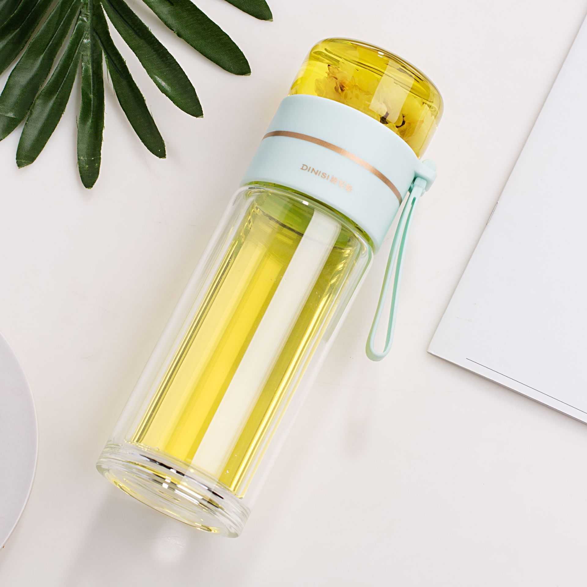 Glass Water Bottle -- With a Safe Tea Infuser and Leakproof Design ...
