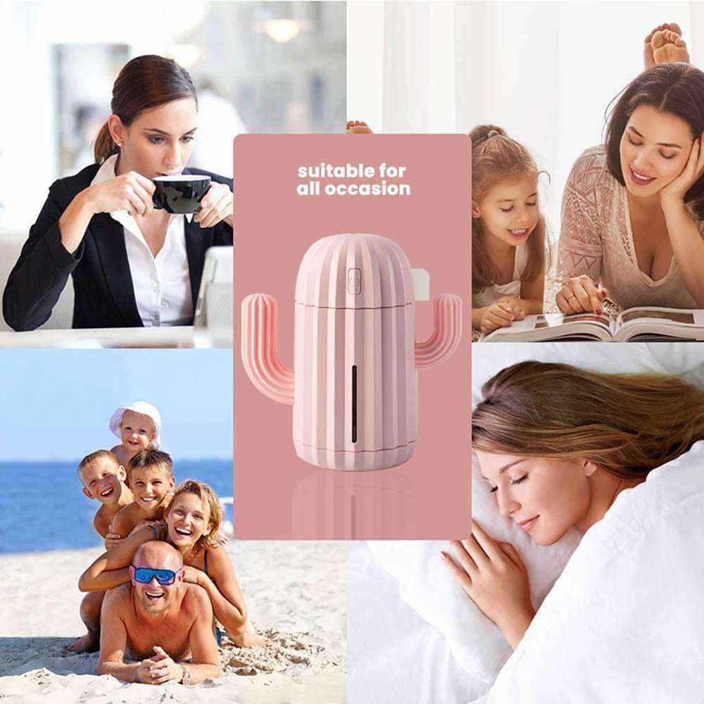 Cactus Wireless Humidifier Portable USB Cool Mist Air Diffuser for Hom