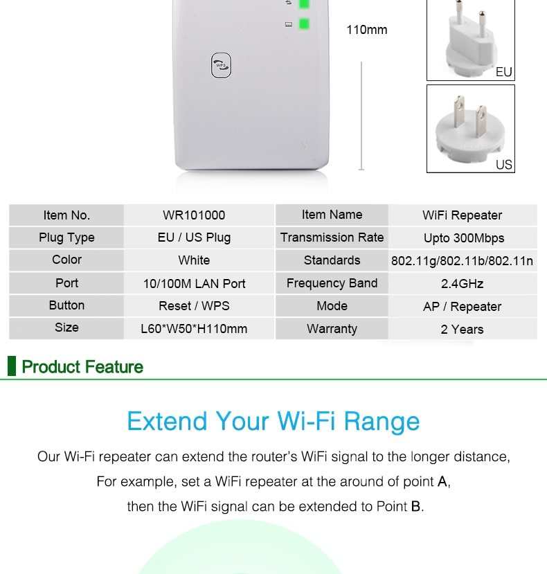Wireless Repeater – Boost Wifi Signal and Extend Coverage Seamlessly..