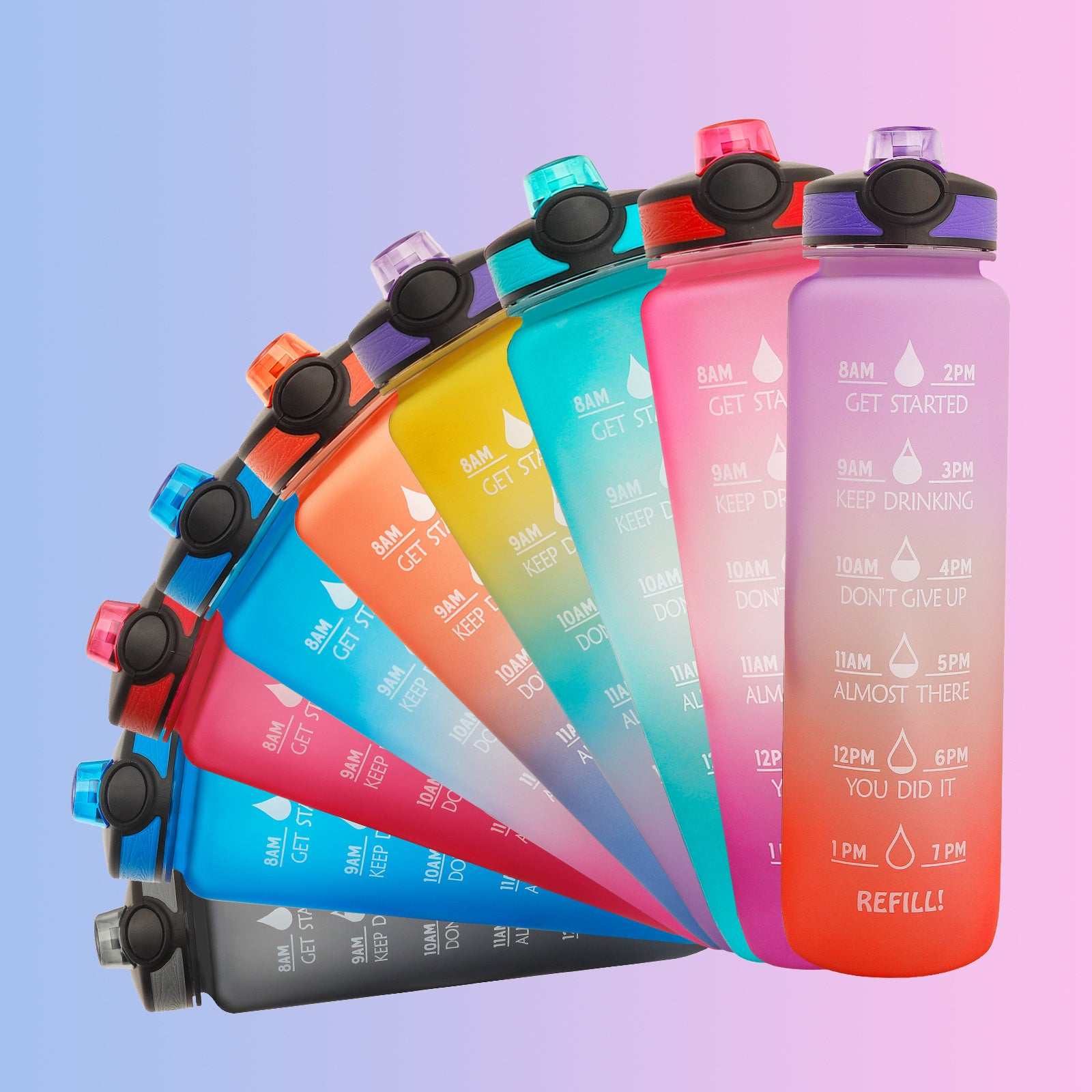 Tritan Water Bottle -- Comes With 1L Leakproof & Motivational Design .