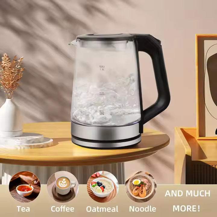 Cordless Transparent Glass Electric Kettle for Strong Versatile Use...