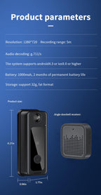 Wireless Smart Doorbell with HD Video, Motion Detection & 2-Way Audio.