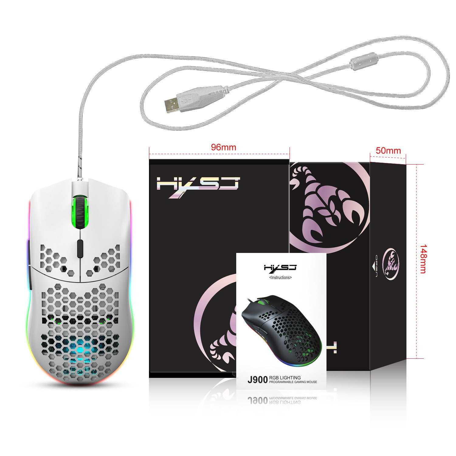 Lightweight Honeycomb Shell Wired Mouse --Programmable Gaming Mouse...