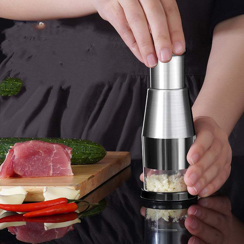 Garlic Crusher Onion Chopper for Kitchen --- The Manual Press Gadget .