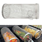 Rolling Grilling Metal Basket --- The BBQ Barbecue Basket Net Portable
