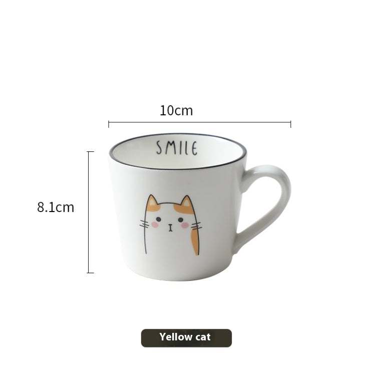 Breakfast Ceramic Milk Coffee Cup -  with Creative Cat Pattern Design 