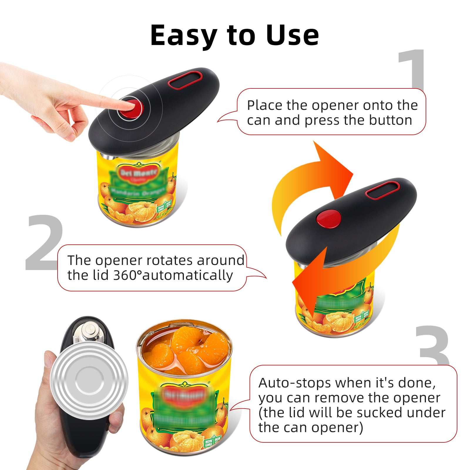 Electric Can Opener --- Automatic, Cordless, One Touch Kitchen Gadget.