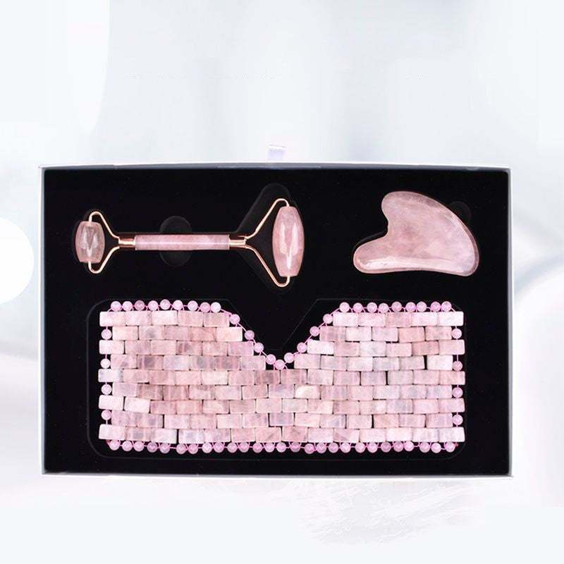 Rose Quartz Eye Mask Massager –Stone for Relaxation & Puffiness Relief