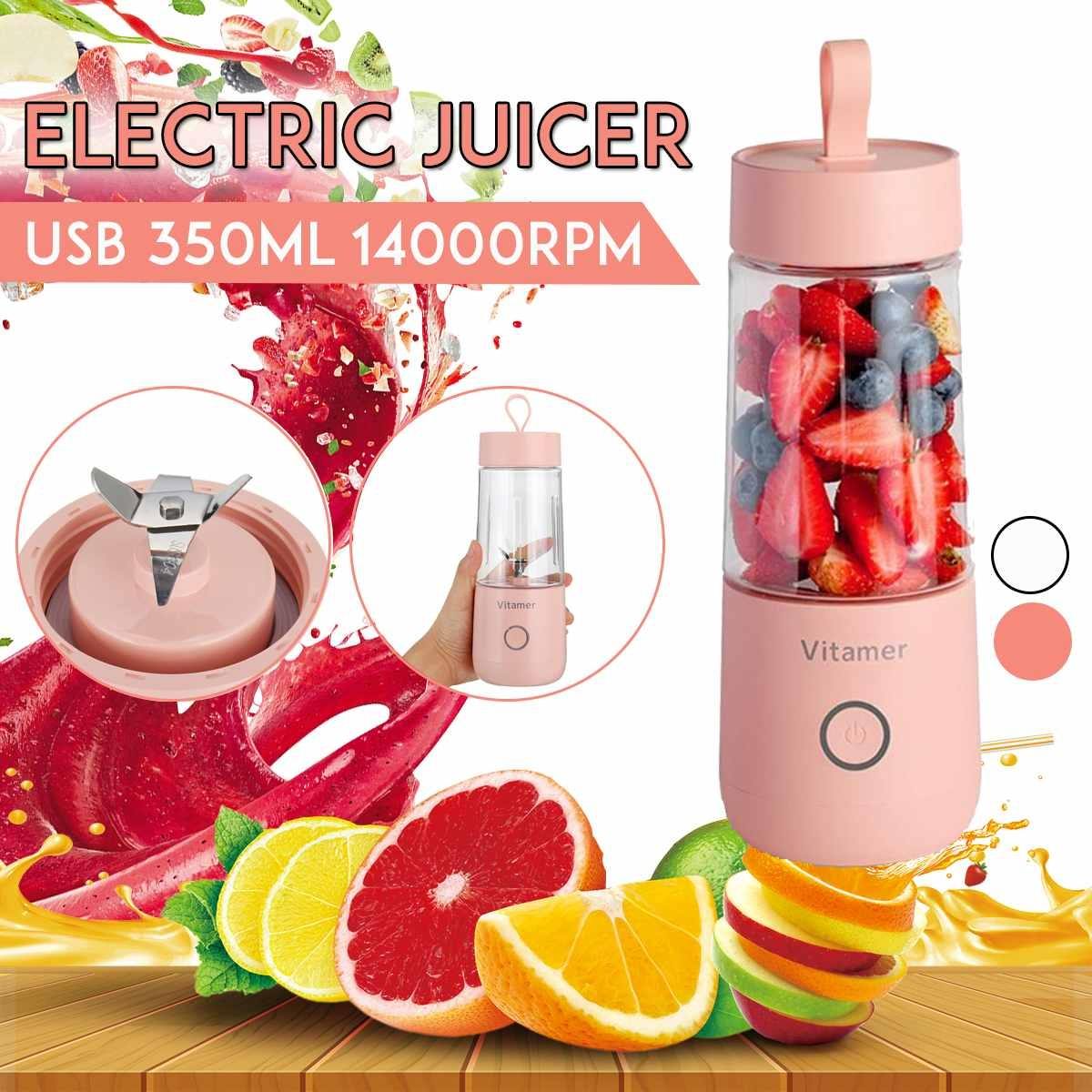 Portable Blender Juicer - Safe USB Rechargeable 350ml Smoothie Mixer .