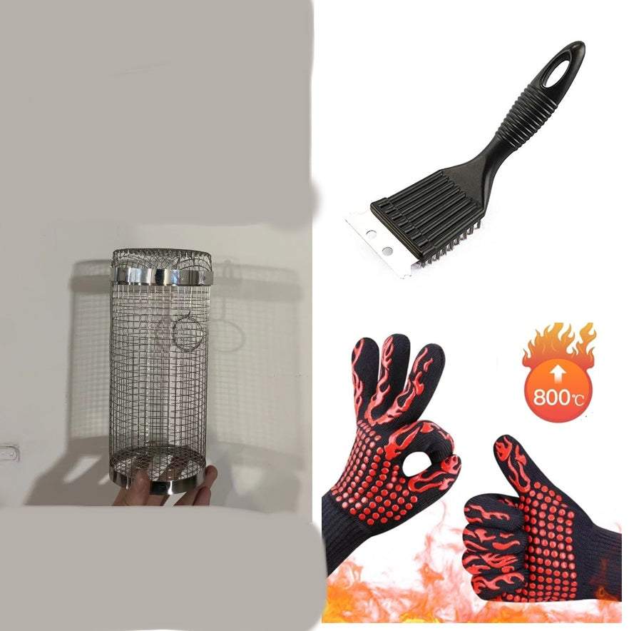 Rolling Grilling Metal Basket --- The BBQ Barbecue Basket Net Portable