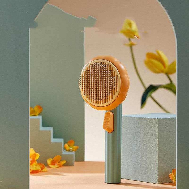 Pet Cat Brush -designed for   Hand-held Steel Wire Self-cleaning Comb.