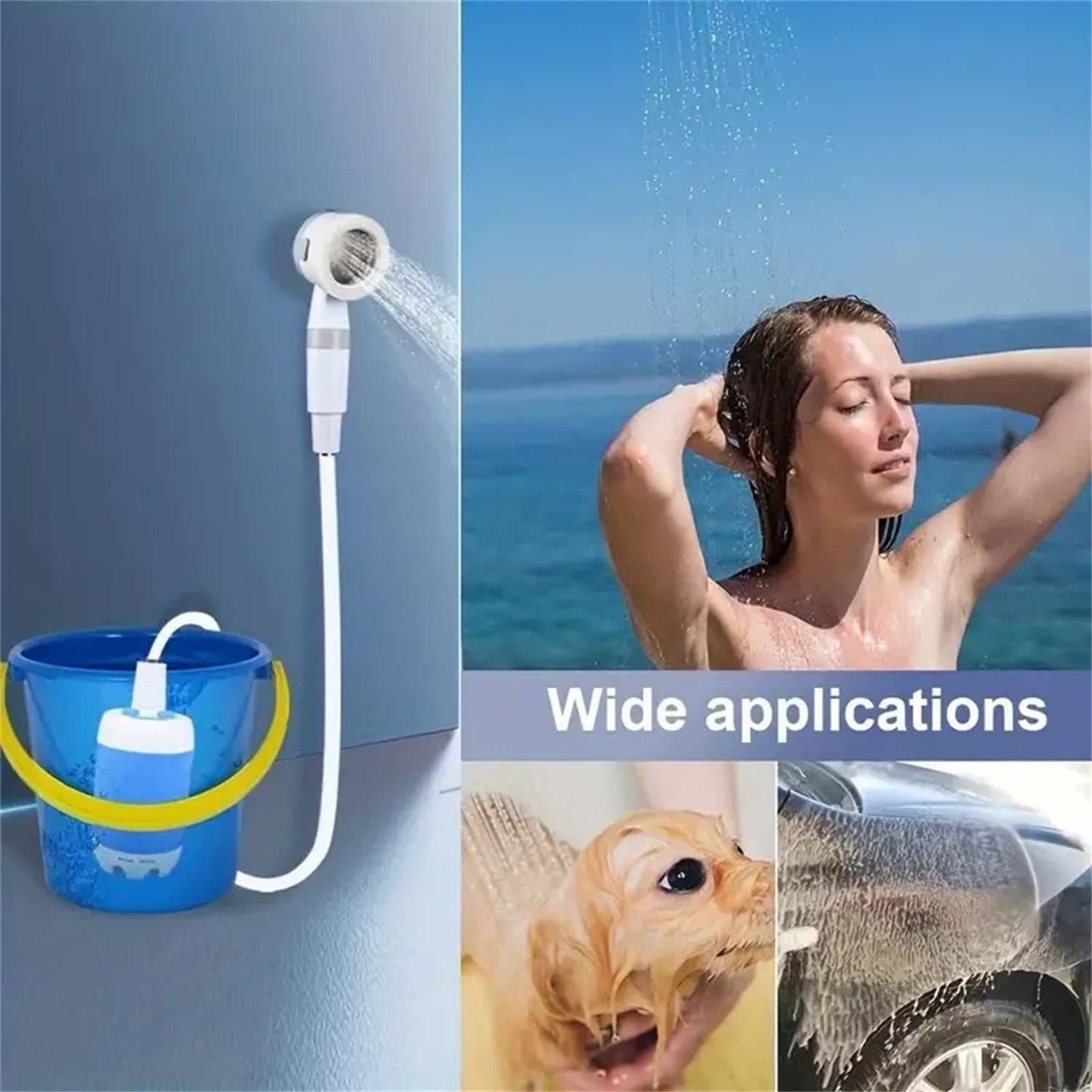 Outdoor Camping Shower -- Portable Electric, Waterproof with 5000mAh .