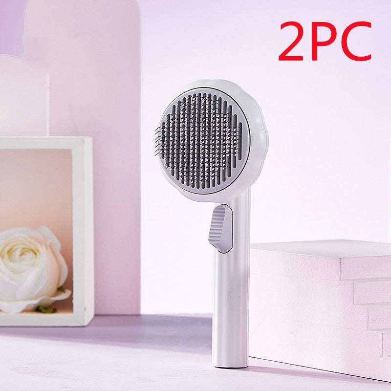 Pet Cat Brush -designed for   Hand-held Steel Wire Self-cleaning Comb.
