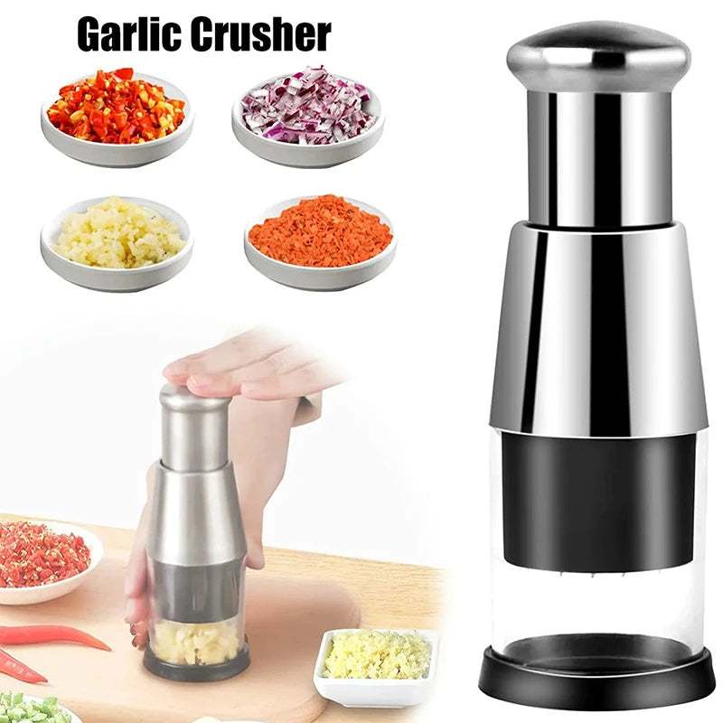 Garlic Crusher Onion Chopper for Kitchen --- The Manual Press Gadget .