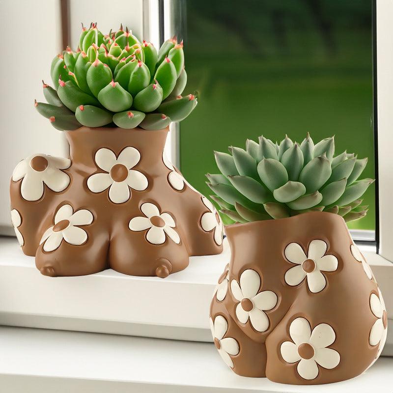 Creative Resin Body Art Flowerpot  Home Decor Resin Planters Sculpture