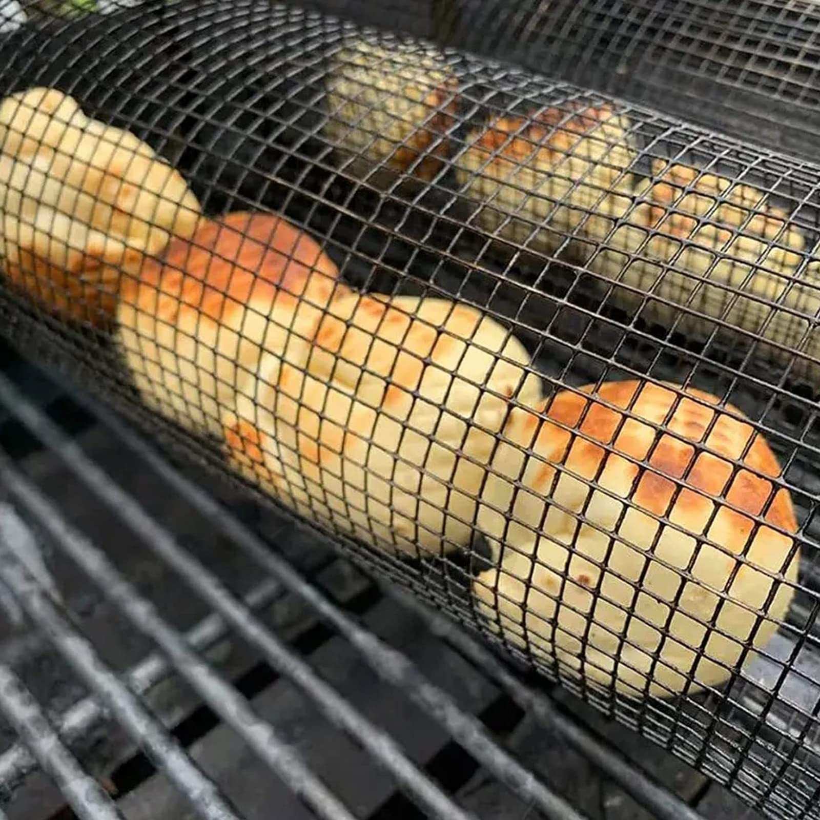 Rolling Grilling Metal Basket --- The BBQ Barbecue Basket Net Portable